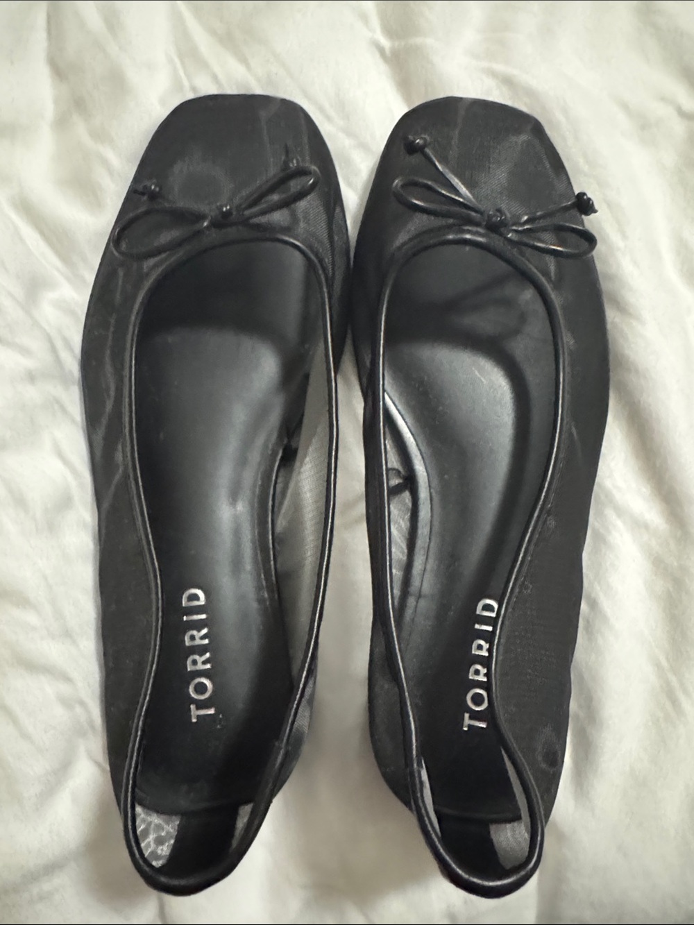 torrid Black Square-Toe Bow Ballet Flats